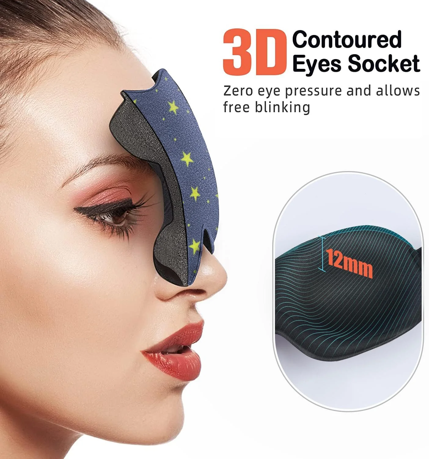 ماسک خواب برای افراد پهلو خواب 2 عددی، ماسک و چشم بند خواب سه بعدی با طراحی کانتوری، ماسک خواب شبانه با قالب مقعر، مسدود کننده نور، پوشش نرم و راحت چشم برای مسافرت، یوگا و چرت زدن