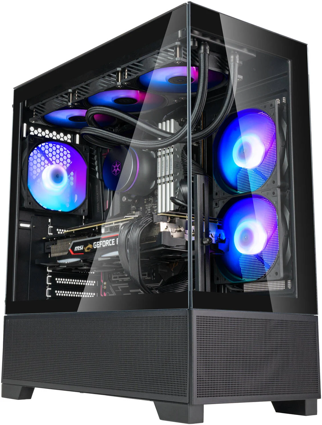 کیس کامپیوتر ATX سیلوراستون Lucid 05، دارای 3 فن 120 میلی‌متری ARGB از پیش نصب شده، پشتیبانی از رادیاتور تا 360 میلی‌متر، 7 اسلات توسعه، شیشه حرارت دیده 270 درجه، مشکی | SST-LD05-B-ARGB