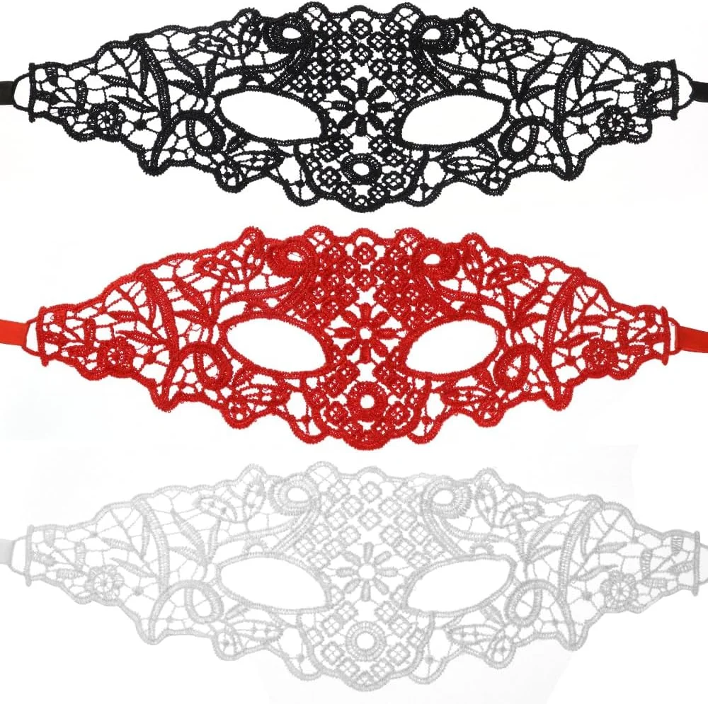 ست ۳ عددی ماسک چشم توری زنانه، ماسک توری کشی، ماسک صورت، مناسب هالووین، مهمانی های خاص، مهمانی ونیزی، مهمانی های نقاب دار و جشن ماردی گرا