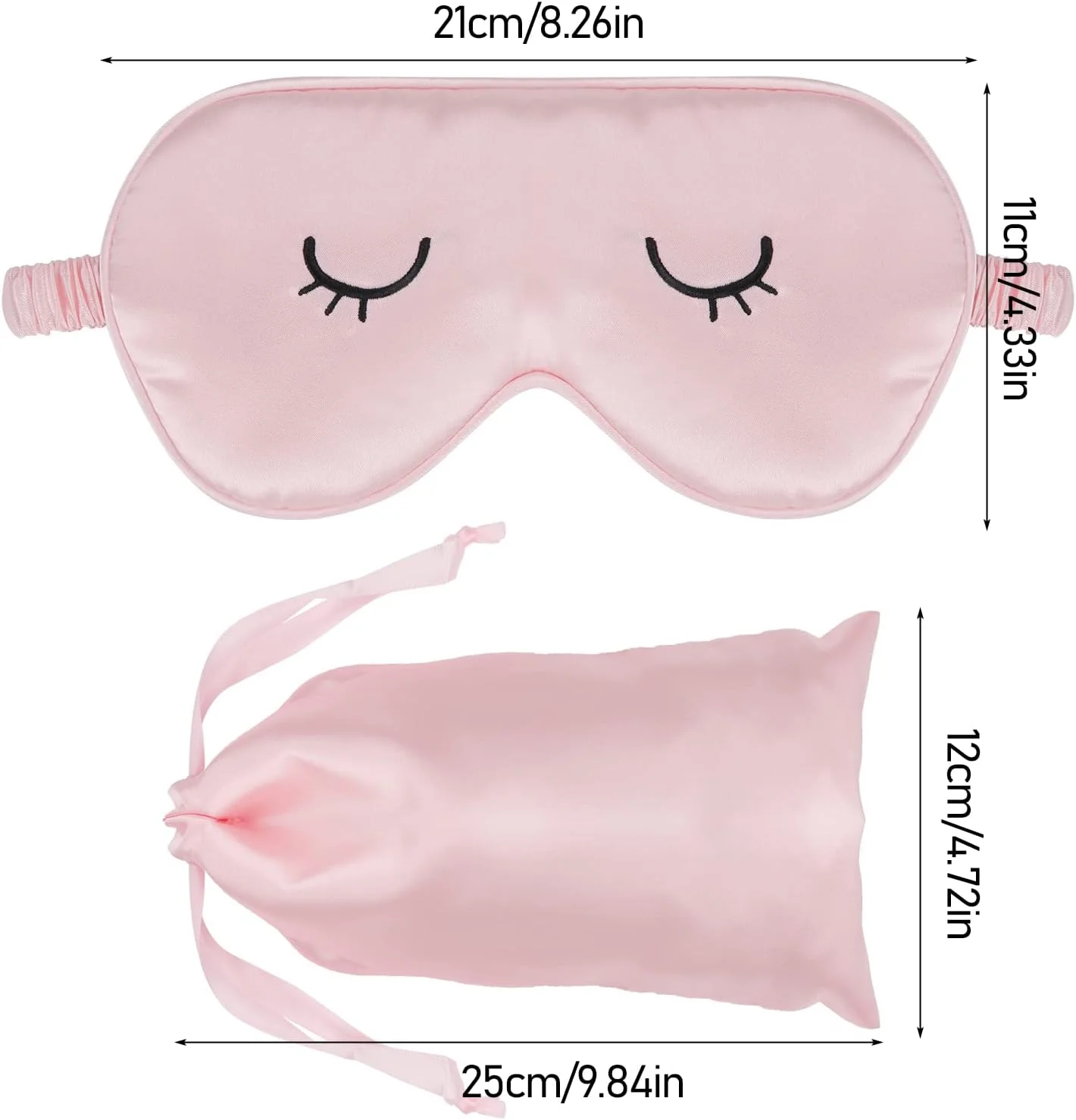 لوسوفی ماسک چشم ابریشمی 2 عددی، ماسک خواب چشم ابریشمی مژه دار زیبا، چشم بند ساتن قابل تنظیم با 2 عدد کیف نگهداری، پوشش چشم ابریشمی برای خواب زوج (خاکستری، صورتی)