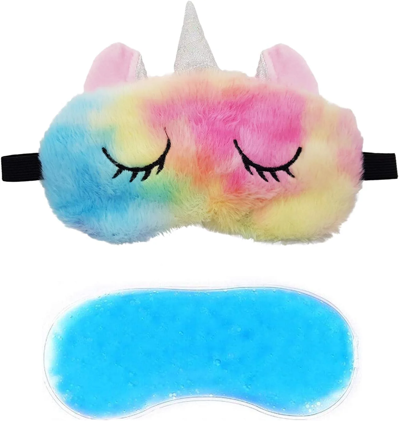 چشم بند خواب ژله ای طرح دار برای بی خوابی، مدیتیشن، پف زیر چشم و سیاهی دور چشم - تک شاخ چند رنگ