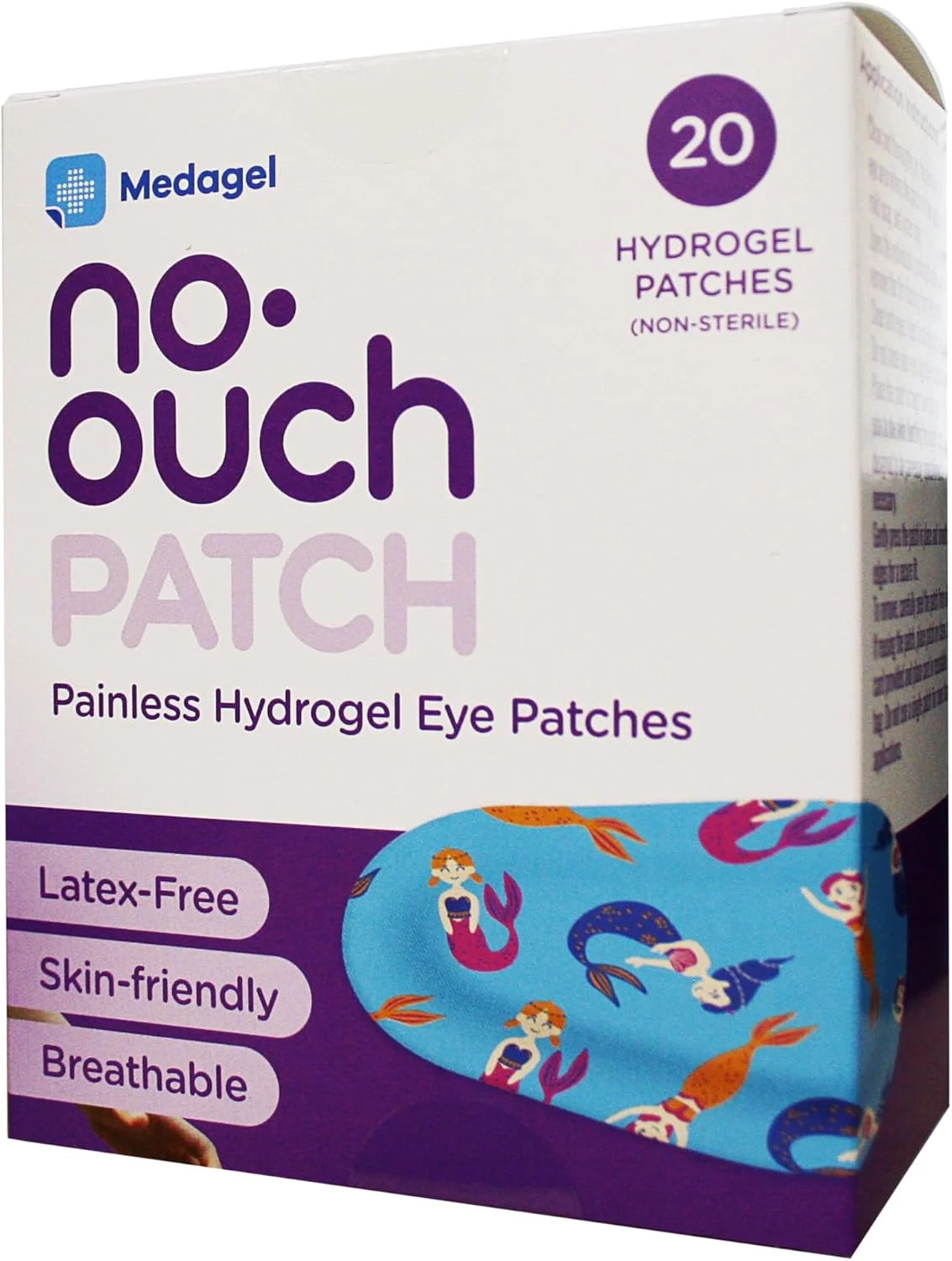چسب چشم بدون درد کودکانه، چسب چشم هیدروژل طبی برای آمبلیوپی و تنبلی چشم، سازگار با پوست و تنفس پذیر، استفاده و پوشیدن آسان، طرح پری دریایی سرگرم کننده، 20 عدد چسب چشم قابل استفاده مجدد