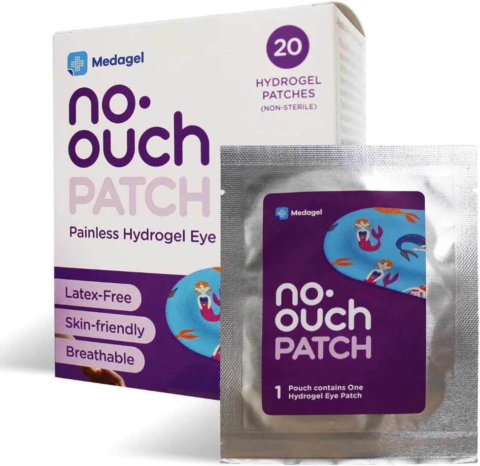 چسب چشم بدون درد کودکانه، چسب چشم هیدروژل طبی برای آمبلیوپی و تنبلی چشم، سازگار با پوست و تنفس پذیر، استفاده و پوشیدن آسان، طرح پری دریایی سرگرم کننده، 20 عدد چسب چشم قابل استفاده مجدد