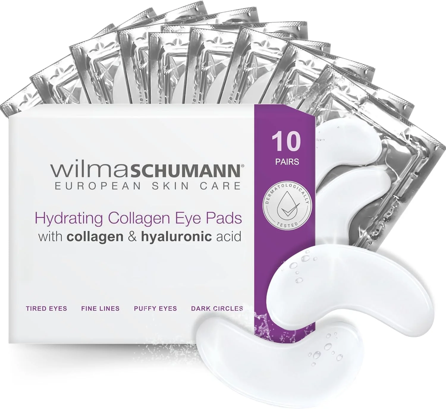 پدهای کلاژن آبرسان دور چشم ویلما شومان - (بسته اقتصادی) (بسته 10 جفتی) به طور محسوس ظاهر خطوط ریز، سیاهی دور چشم و پف کردگی و خستگی چشم را کاهش می دهد