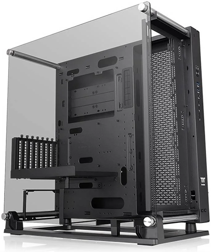 کیس کامپیوتر Thermaltake Core P3 TG Pro Open Frame ATX Mid Tower، شیشه حرارت دیده 4 میلی‌متری، پشتیبانی از رادیاتور تا 420 میلی‌متر، پشتیبانی از 12 فن، پورت‌های ورودی/خروجی کاربردی، مشکی | CA-1G4-00M1WN-09