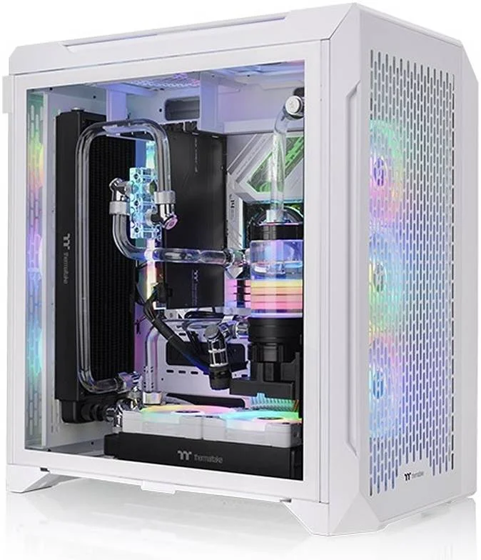 کیس کامپیوتر Thermaltake CTE C700 Air Snow ATX MT، بازدهی حرارتی متمرکز، پنل جانبی شیشه حرارت دیده، پشتیبانی از AIO تا 360 میلی‌متر و 3 فن از پیش نصب شده 140 میلی‌متری، USB 3.2 Type-C*1، USB 3.0*2، سفید | CA-1X7-00F6WN-00