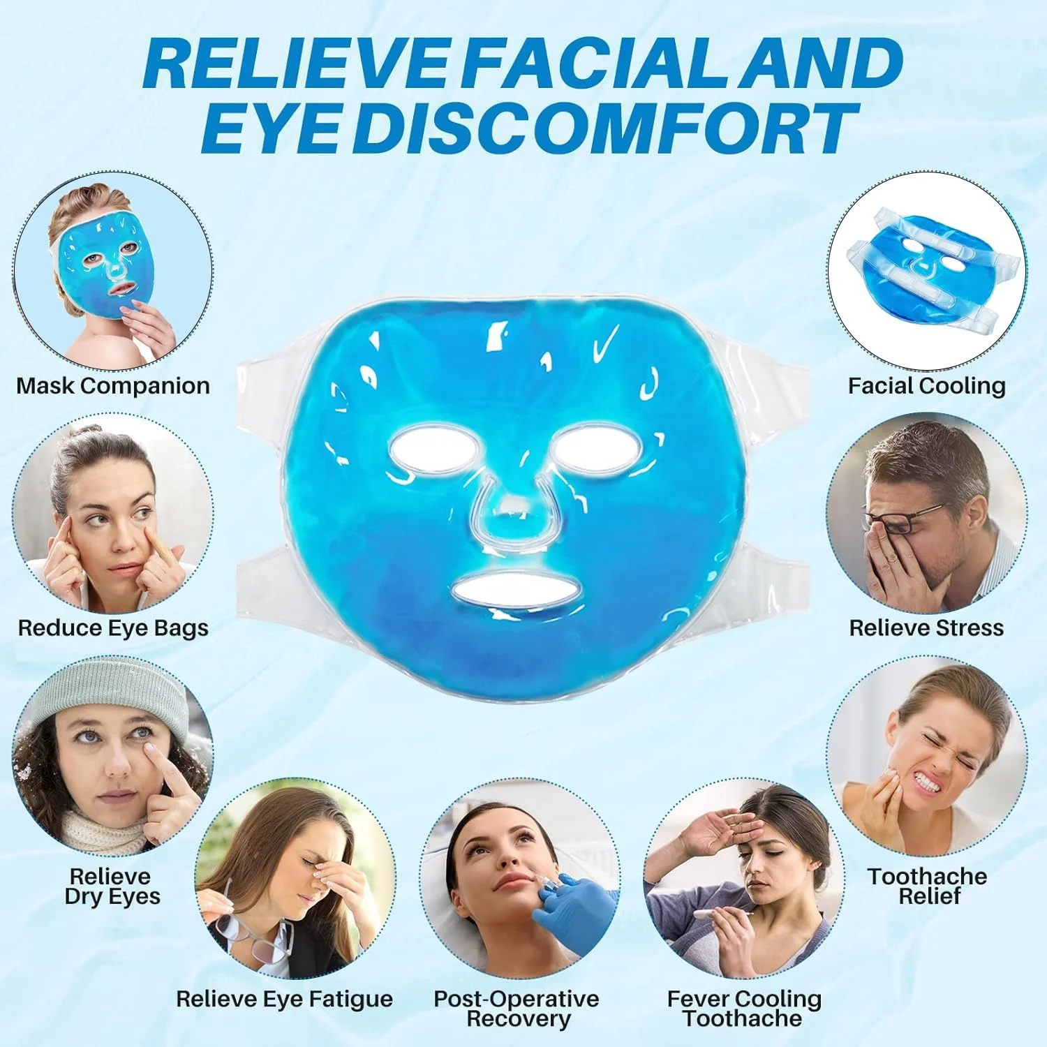 ماسک صورت یخی برای کاهش پف صورت، سیاهی دور چشم، کمپرس گرم و سرد، اسپا صورت برای خواب، فشار، سردرد، مراقبت از پوست، مراقبت های بعد از لیزر (آبی) ماسک صورت یخی برای کاهش پف صورت، سیاهی دور چشم، کمپرس گرم و سرد، اسپا صورت برای خواب، فشار، سردرد، مراقبت از پوست، مراقبت های بعد از لیزر (آبی)