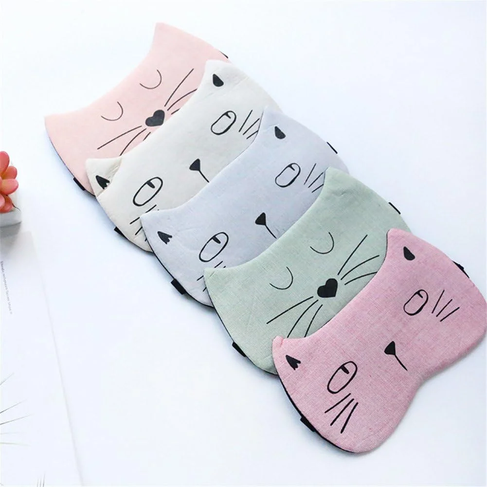 چشم بند خواب طرح گربه دوست داشتنی نرم مناسب سفر و محل کار به همراه کیسه یخ - صورتی