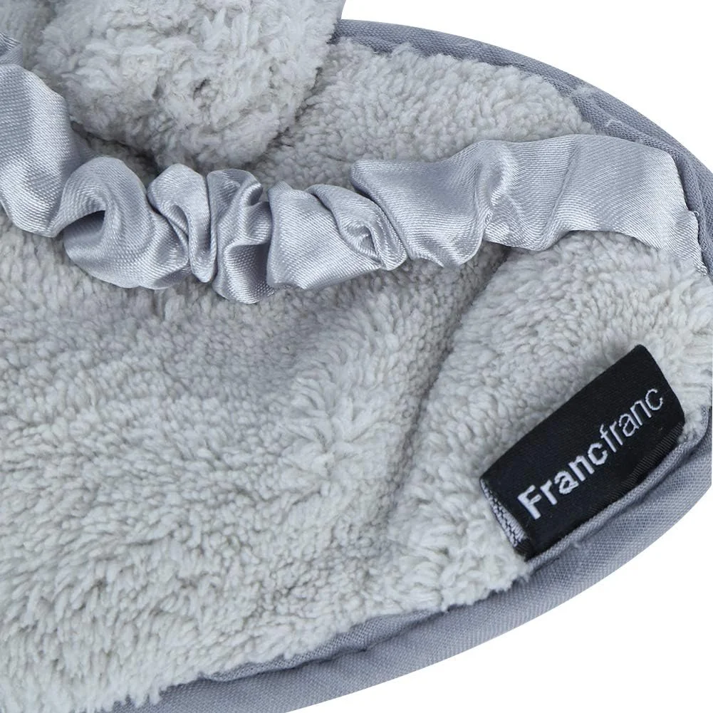 ماسک چشم مخملی مرجانی طرح خرگوش بامزه، 10 عدد پد چشم پشم مرجانی طرح خرگوش بامزه برای استراحت و خواب دختران و زنان - خاکستری