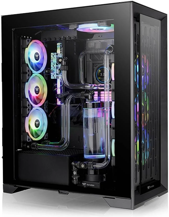کیس کامپیوتر ترمالتیک CTE T500 TG ARGB فول تاور ATX، پنل شیشه ای حرارت دیده 4 میلی متری، قابلیت نصب 12 فن 120 میلی متری و رادیاتور 420 میلی متری، خنک کننده فعال، USB 3.2 Type-C *1، USB 3 *2، مشکی | CA-1X8-00F1WN-01