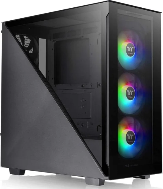 کیس کامپیوتر Thermaltake Divider 300 ARGB Snow با شیشه حرارت دیده مثلثی، کیس Mid Tower ATX، Type-C، آماده خنک کننده مایع، فن پشتی ARGB 120 میلی متری (3 عدد)، مشکی | CA-1S2-00M1WN-01