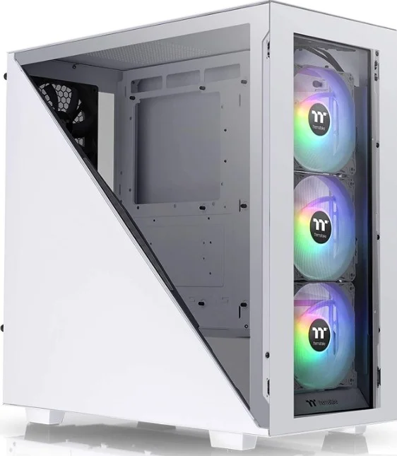 کیس کامپیوتر Thermaltake Divider 300 ARGB Snow Triangular Tempered Glass، ATX Mid Tower، آماده برای خنک کننده مایع، فن 120 میلی متری ARGB در عقب (3)، سفید | CA-1S2-00M6WN-01