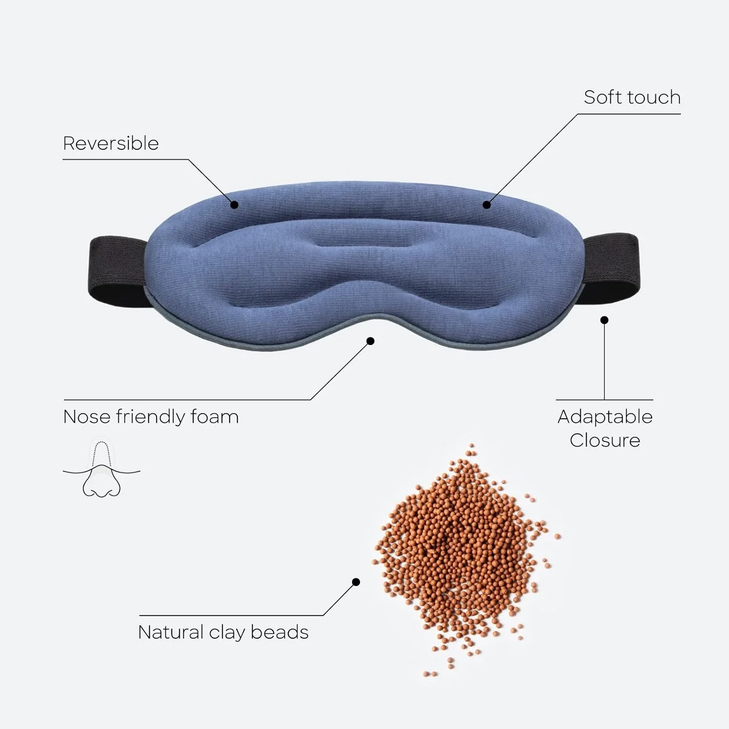 ماسک چشم گرم و سرد OSTRICH PILLOW - مهره های رسی درمان گرم، سرد و فشاری برای سیاهی دور چشم، پف چشم، خشکی چشم، سردرد، میگرن - بستن چسبی شامل 2 کیسه محافظ