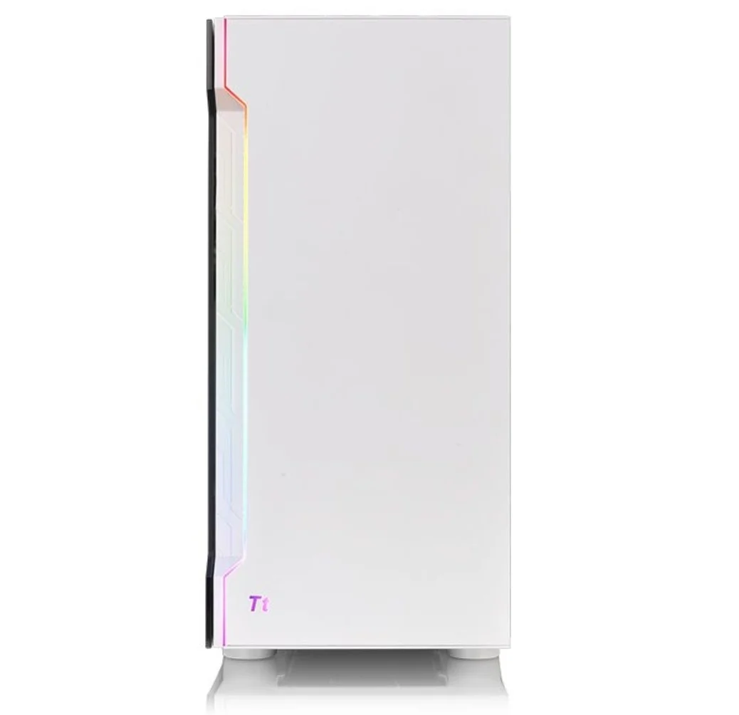 کیس مید تاور Thermaltake H200 TG Snow RGB ATX، پشتیبانی از مادربرد تا ATX، دارای 1 فن 120 میلی‌متری استاندارد از پیش نصب‌شده، و یک دکمه RGB که می‌تواند بین 19 حالت نورپردازی جابجا شود | CA-1M3-00M6WN-00