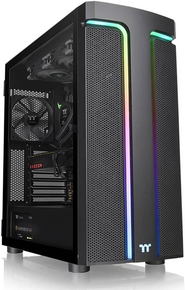 کیس کامپیوتر Thermaltake H590 TG ARGB Mid Tower، جنس SPCC + شیشه حرارت دیده، پشتیبانی از رادیاتور تا 360 میلی‌متر، پشتیبانی از 7 فن، فیلتراسیون گرد و غبار مغناطیسی، مشکی | CA-1X4-00M1WN-00