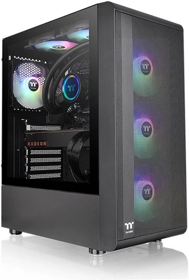 کیس کامپیوتر Thermaltake S200 TG ARGB Mid Tower، جنس SPCC + شیشه حرارت دیده، پشتیبانی از رادیاتور تا 360 میلی متر، تا 6 فن، پنل جلویی مشبک، مشکی | CA-1X2-00M1WN-00