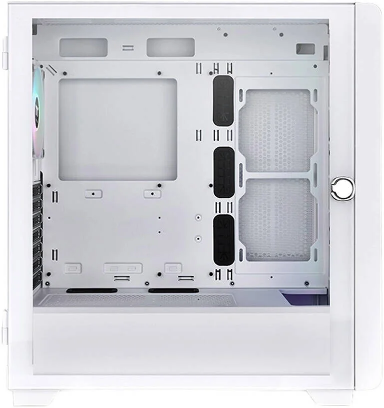 کیس کامپیوتر مید تاور Thermaltake S250 TG aRGB، دارای 4 فن از پیش نصب شده CT120 aRGB، پشتیبانی از رادیاتور تا 420 میلی متر و 11 فن، پنل شیشه ای حرارت دیده 4 میلی متری، جنس SPCC، سفید | CA-1Y6-00M6WN-00