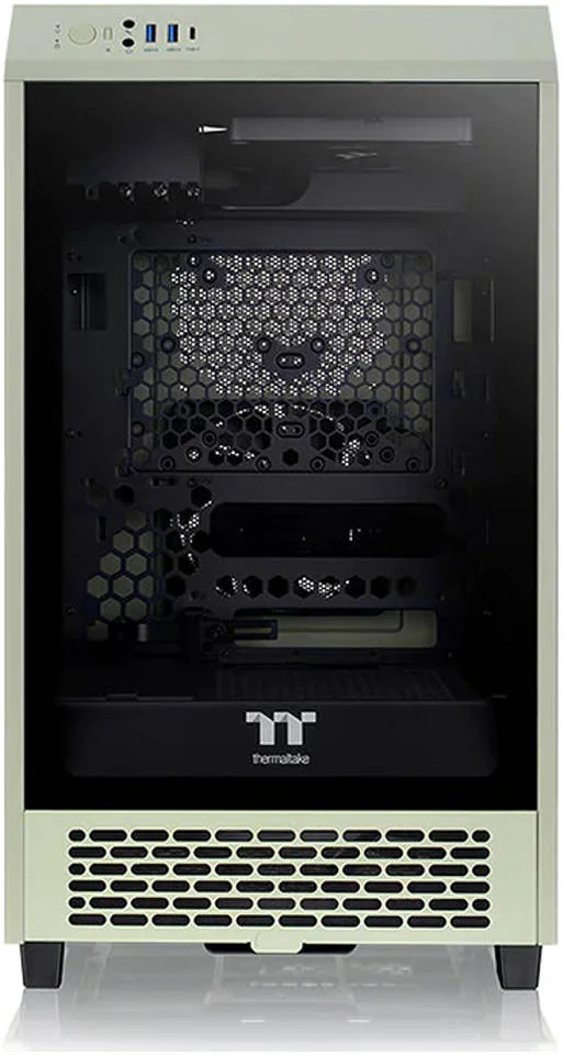 کیس کامپیوتر کوچک Thermaltake The Tower 200، رنگ سبز ماتچا، جنس SPCC + شیشه حرارت دیده، پشتیبانی از رادیاتور تا 280 میلی‌متر، پشتیبانی از حداکثر 4 فن، فیلتر گرد و غبار قابل جابجایی، سبز ماتچا | CA-1X9-00SEWN-00