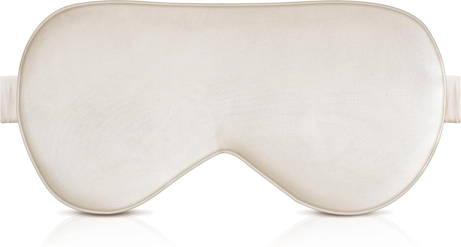 ماسک چشم ابریشمی بوکور نیچر، ماسک خواب، کاهش سیاهی و پف زیر چشم، بهبود خواب، پوشش چشم مسدود کننده نور - شامپاین