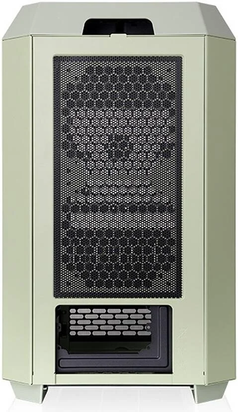 کیس مینی تاور Thermaltake The Tower 250، دارای 2 فن از پیش نصب شده CT120، پشتیبانی از رادیاتور تا 360 میلی‌متر و 8 فن، 3 پنل شیشه‌ای حرارت دیده 3 میلی‌متری، فیلترهای گرد و غبار، سبز ماتچا | CA-1Z9-00SEWN-00