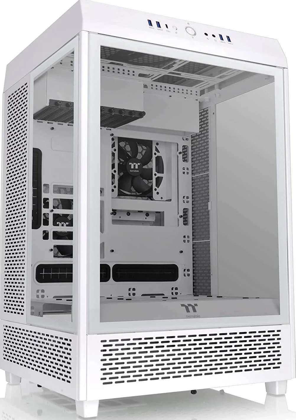 کیس مید تاور Thermaltake The Tower 500 با شیشه حرارت دیده، جنس SPCC، دارای 9 اسلات توسعه، پشتیبانی از فن 120 میلی‌متری، پشتیبانی از رادیاتور 360 میلی‌متری، 4 جایگاه درایو 3.5 اینچی / 8 جایگاه درایو 2.5 اینچی، سفید | CA-1X1-00M6WN-00