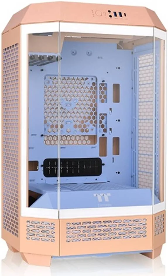 کیس Thermaltake Tower 300 Micro-ATX، شامل 2 عدد فن 140 میلیمتری CT، پشتیبانی از رادیاتور تا 420 میلیمتر، کیت پایه شاسی اختیاری امکان نمایش افقی، رنگ هلویی کیس Thermaltake Tower 300 Micro-ATX، شامل 2 عدد فن 140 میلیمتری CT، پشتیبانی از رادیاتور تا 420 میلیمتر، کیت پایه شاسی اختیاری امکان نمایش افقی، رنگ هلویی