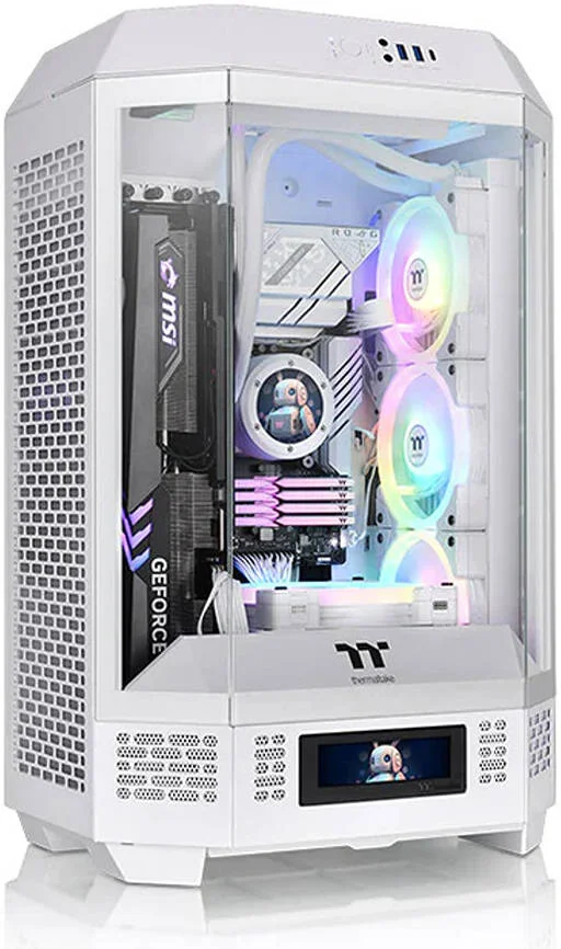 کیس Thermaltake Tower 300 Micro-ATX، شامل 2 فن 140 میلی‌متری CT، پشتیبانی از رادیاتور تا 420 میلی‌متر، کیت پایه شاسی اختیاری برای نمایش افقی، سفید | CA-1Y4-00S6WN-00