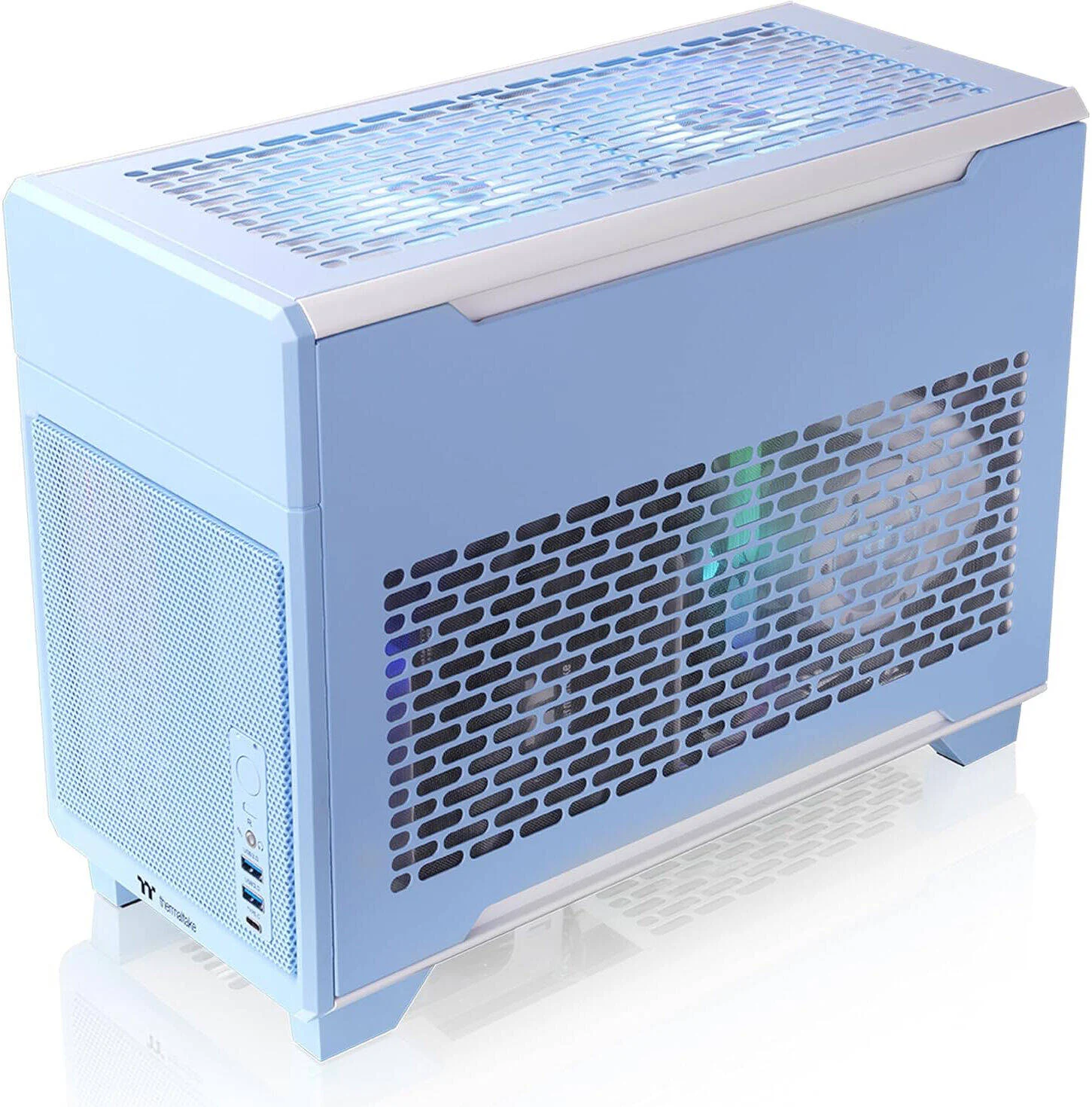 کیس کامپیوتر Thermaltake TR100 Mini-ITX، پشتیبانی از دو فن 120mm / 140mm در بالا، کارت گرافیک 360mm و خنک کننده مایع AIO 280mm، فیلترهای گرد و غبار قابل جابجایی، پنل های بدون نیاز به ابزار، آبی Hydrangea | CA-11A-00SFNN-00 کیس کامپیوتر Thermaltake TR100 Mini-ITX، پشتیبانی از دو فن 120mm / 140mm در بالا، کارت گرافیک 360mm و خنک کننده مایع AIO 280mm، فیلترهای گرد و غبار قابل جابجایی، پنل های بدون نیاز به ابزار، آبی Hydrangea | CA-11A-00SFNN-00
