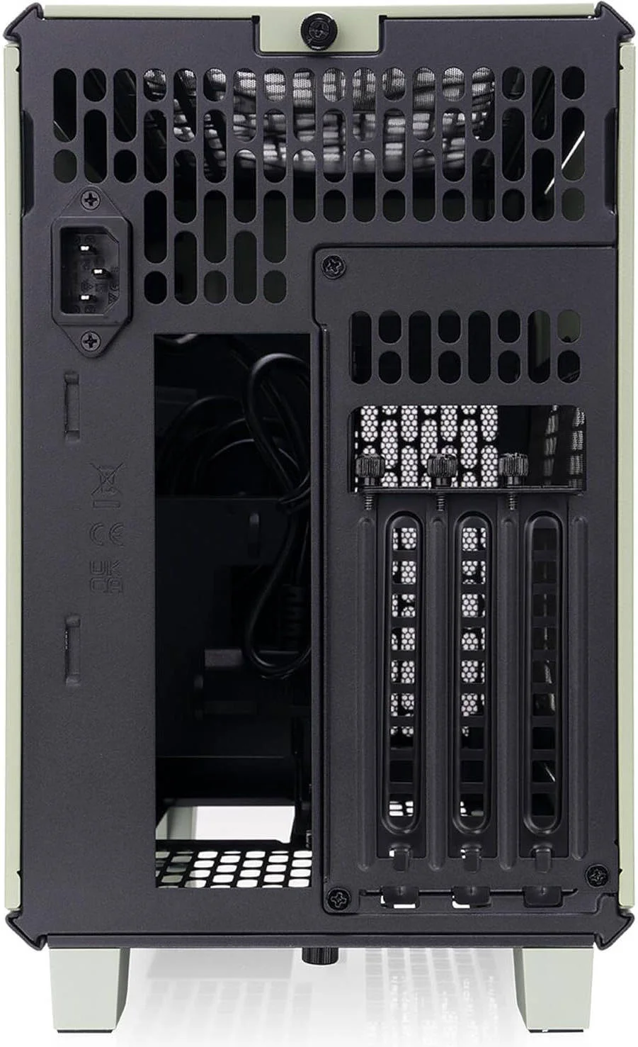 کیس کامپیوتر ترمالتیک TR100 Mini-ITX، پشتیبانی از دو فن 120mm / 140mm در بالا، کارت گرافیک 360mm و خنک کننده مایع AIO 280mm، فیلترهای گرد و غبار قابل جابجایی، پنل های بدون نیاز به ابزار، سبز ماتچا | CA-11A-00SENN-00