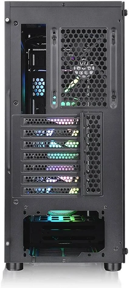 کیس مید تاور Thermaltake V250 TG ARGB Air، دارای 4 فن 120 میلی‌متری از پیش نصب‌شده، پشتیبانی از رادیاتور تا 360 میلی‌متر و 6 فن، پنل شیشه‌ای حرارت دیده 4 میلی‌متری، جنس SPCC، مشکی | CA-1Q5-00M1WN-03