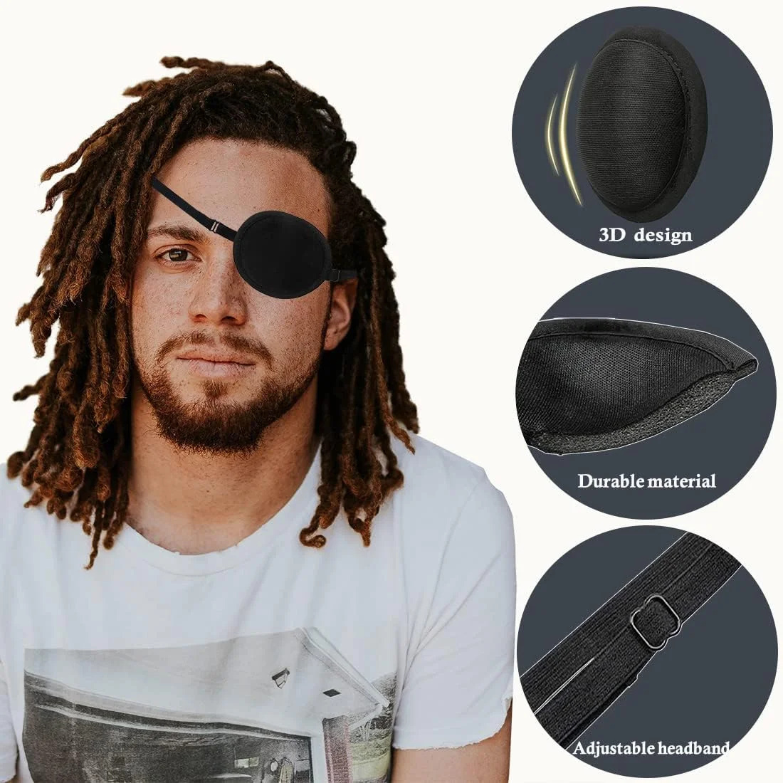 ۳ عدد چشم بند طبی قابل تنظیم برای بزرگسالان، مناسب برای درمان تنبلی چشم، چشم چپ و راست، لباس مبدل