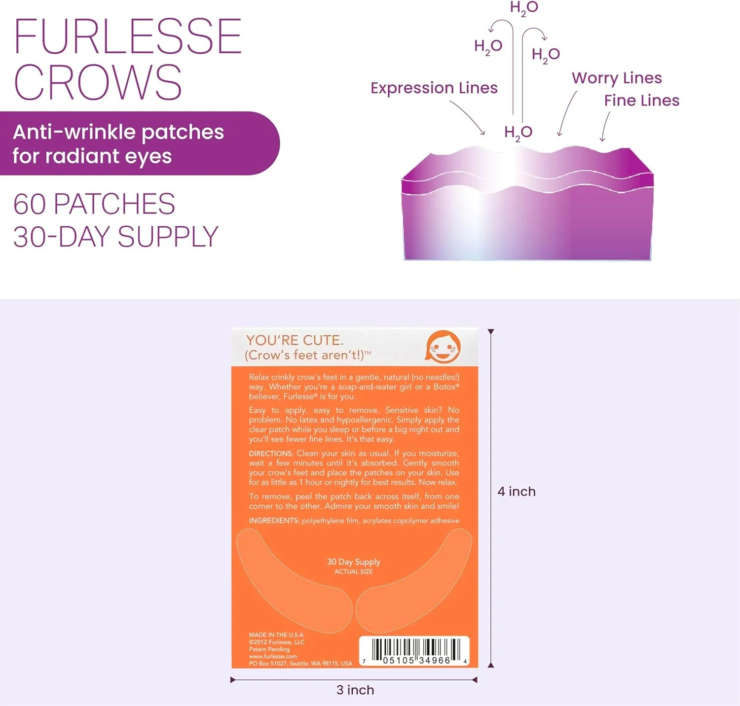 پد رفع خطوط ریز بین چشم ها و خطوط پنجه کلاغی (مناسب برای 30 روز) برای خطوط پنجه کلاغی - پدهای ضد پیری 2 FUR-1467-N