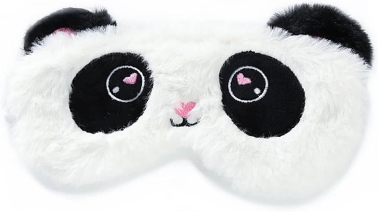 ماسک خواب چشم طرح حیوانات سه بعدی پشمالو شونده، مناسب خواب و مسافرت، سایه چشم تنفسی کارتونی، مناسب کودکان و بزرگسالان (پاندا)