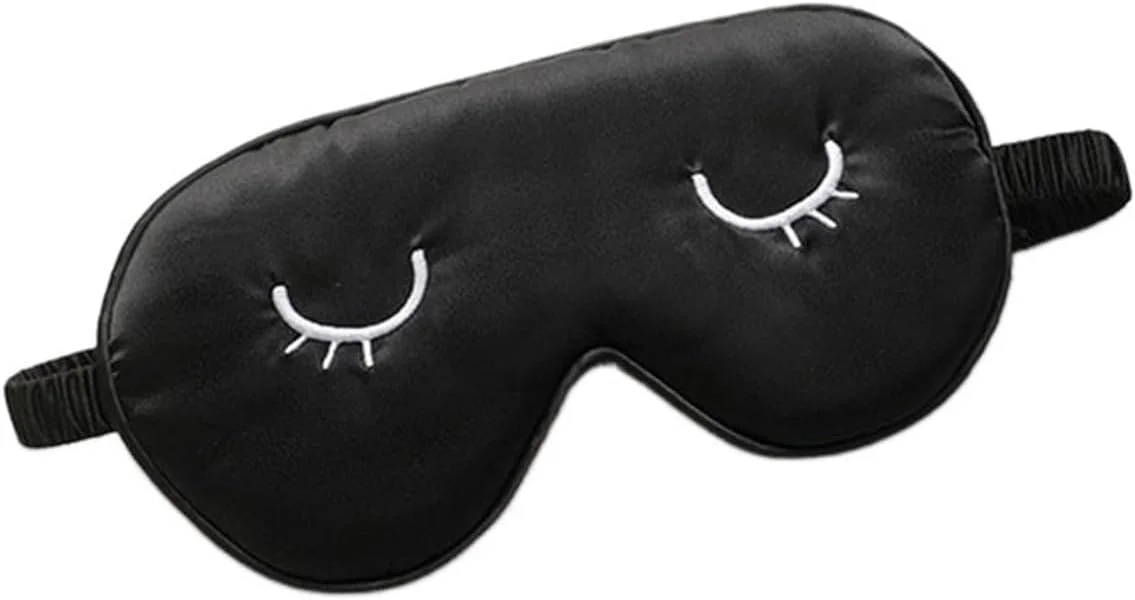 چشم بند خواب ابریشمی WANAM برای زنان و مردان، دارای کش الاستیک، طرح زیبا، مناسب سفر (رنگ: مشکی)