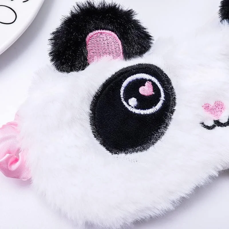 ماسک خواب چشم طرح حیوانات سه بعدی پشمالو شونده، مناسب خواب و مسافرت، سایه چشم تنفسی کارتونی، مناسب کودکان و بزرگسالان (پاندا)