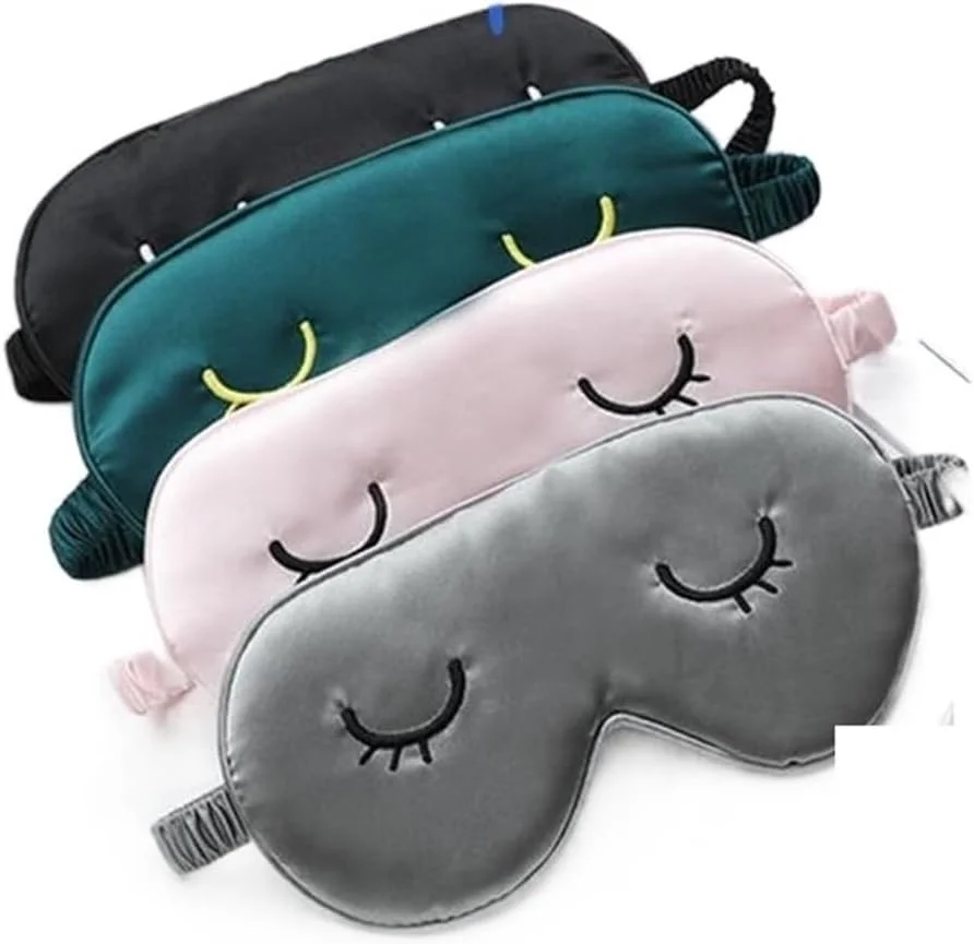 چشم بند خواب ابریشمی WANAM برای زنان و مردان، دارای کش الاستیک، طرح زیبا، مناسب سفر (رنگ: مشکی)