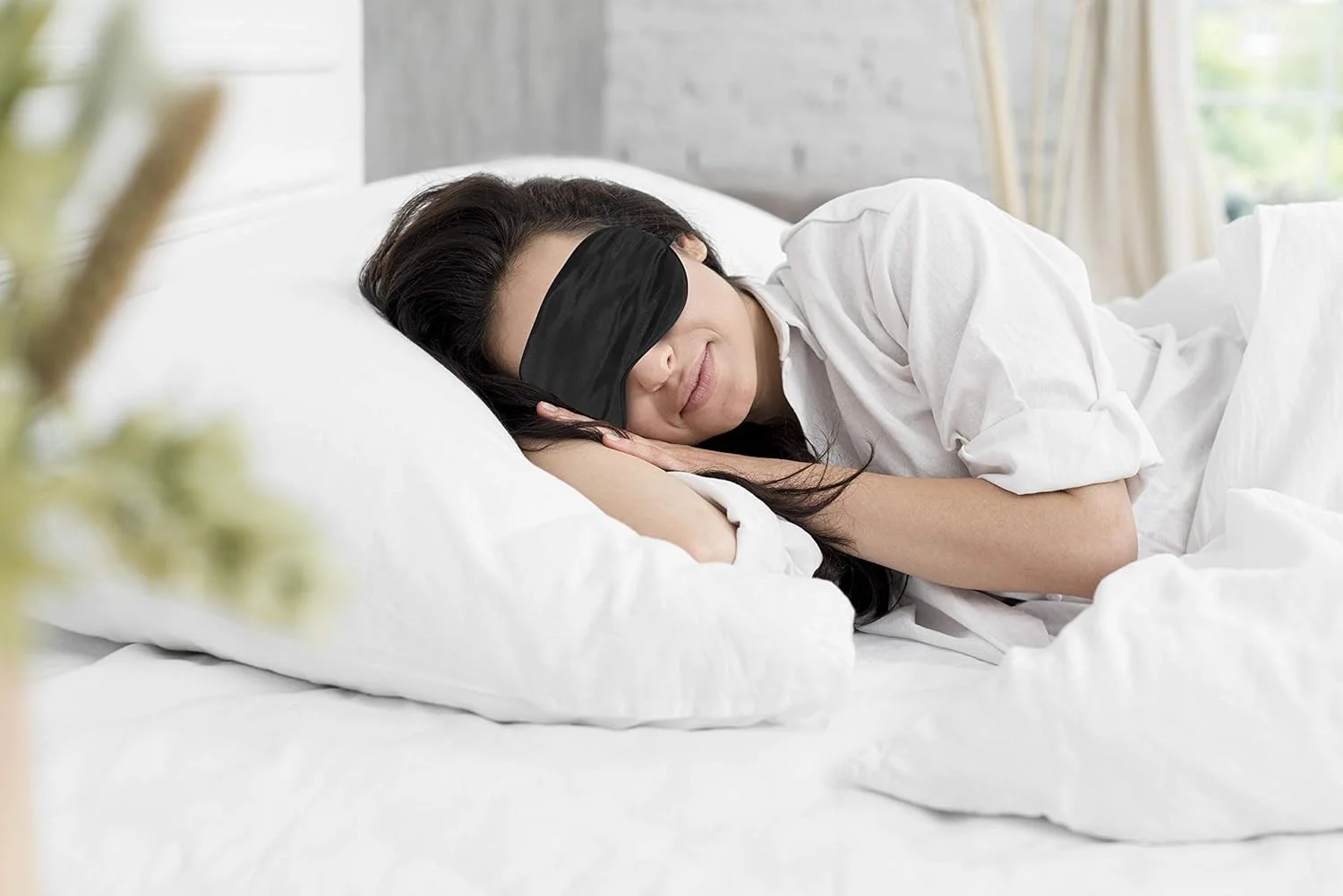 ماسک خواب ابریشمی لوکس Aroy، ماسک چشم 100% ابریشم توت (مشکی)