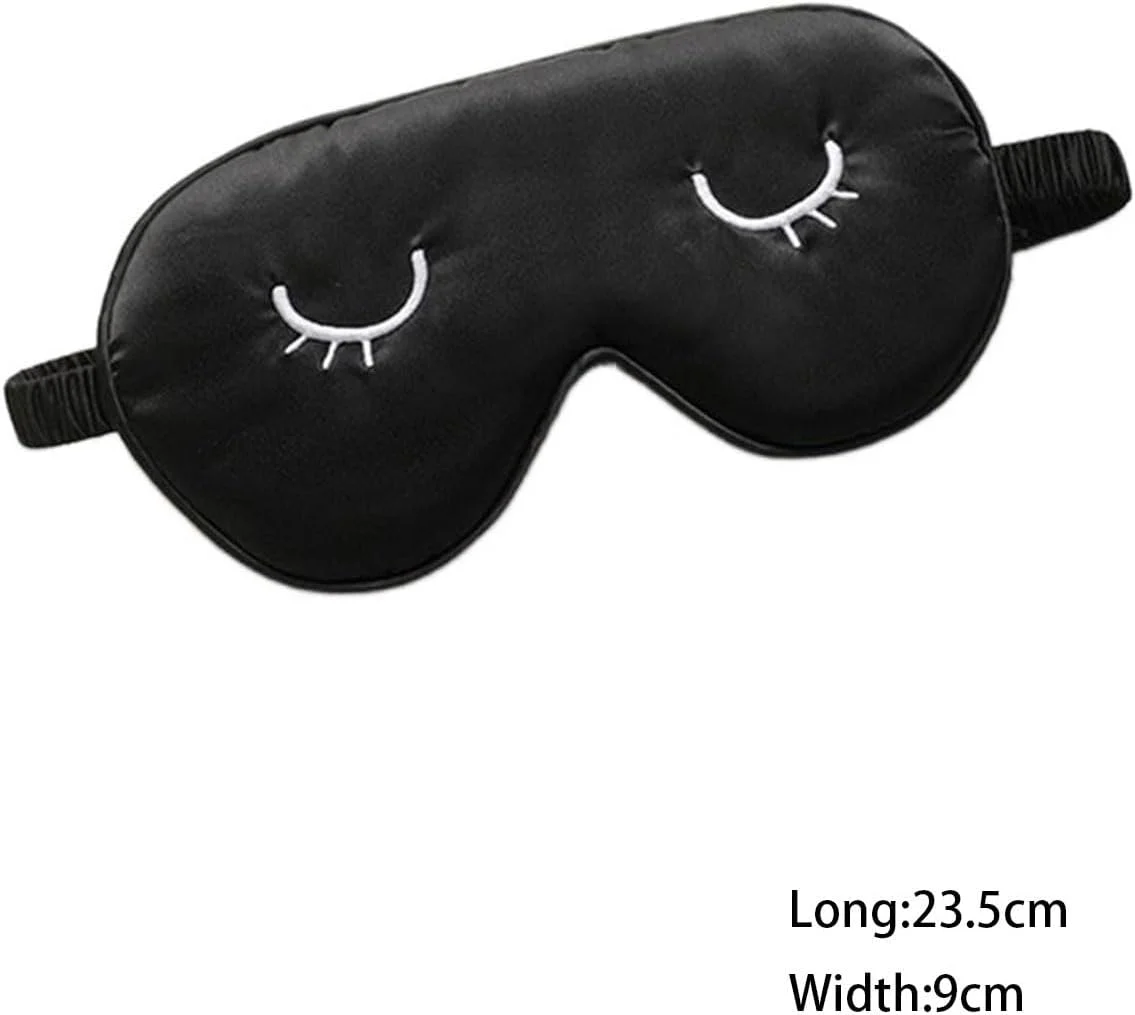 چشم بند خواب ابریشمی WANAM برای زنان و مردان، دارای کش الاستیک، طرح زیبا، مناسب سفر (رنگ: مشکی)
