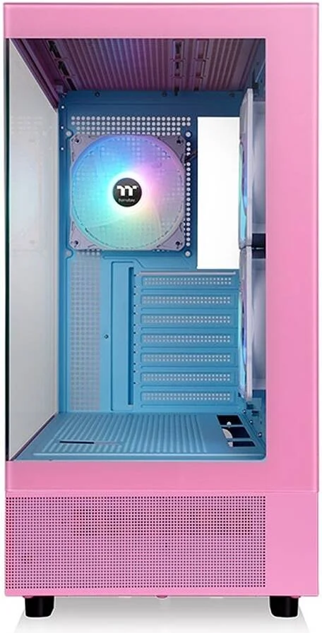 کیس کامپیوتر Thermaltake View 270 Plus TG ARGB Mid Tower، دارای 3 فن 120 میلی‌متری ARGB Lite از پیش نصب‌شده، پشتیبانی از رادیاتور تا 360 میلی‌متر و 9 فن، USB Type-C x1، USB 3.0 x2، HD Audio، صورتی حباب‌دار | CA-1Y7-00MAWN-00