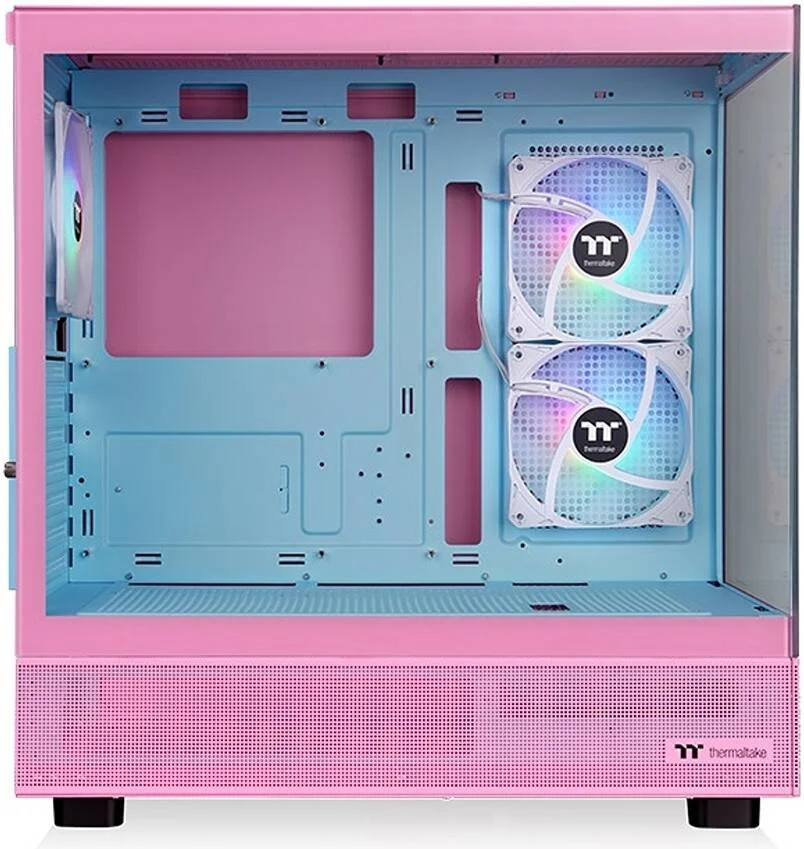کیس کامپیوتر Thermaltake View 270 Plus TG ARGB Mid Tower، دارای 3 فن 120 میلی‌متری ARGB Lite از پیش نصب‌شده، پشتیبانی از رادیاتور تا 360 میلی‌متر و 9 فن، USB Type-C x1، USB 3.0 x2، HD Audio، صورتی حباب‌دار | CA-1Y7-00MAWN-00