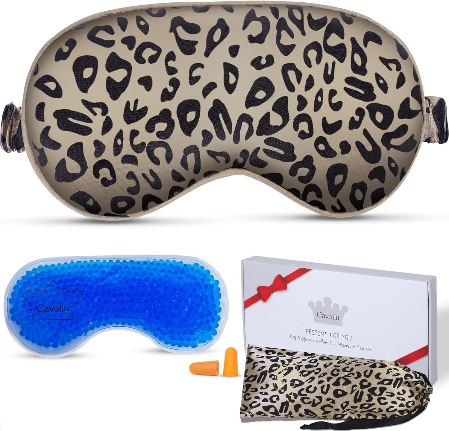 ماسک خواب با ماسک چشم ژل خنک کننده، ماسک چشم گرم شونده برای خواب، ماسک خواب ابریشمی یخی قابل استفاده مجدد برای مسافرت، خانه، دفتر، یوگا، تاریکی مطلق، هدیه (طرح پلنگی)