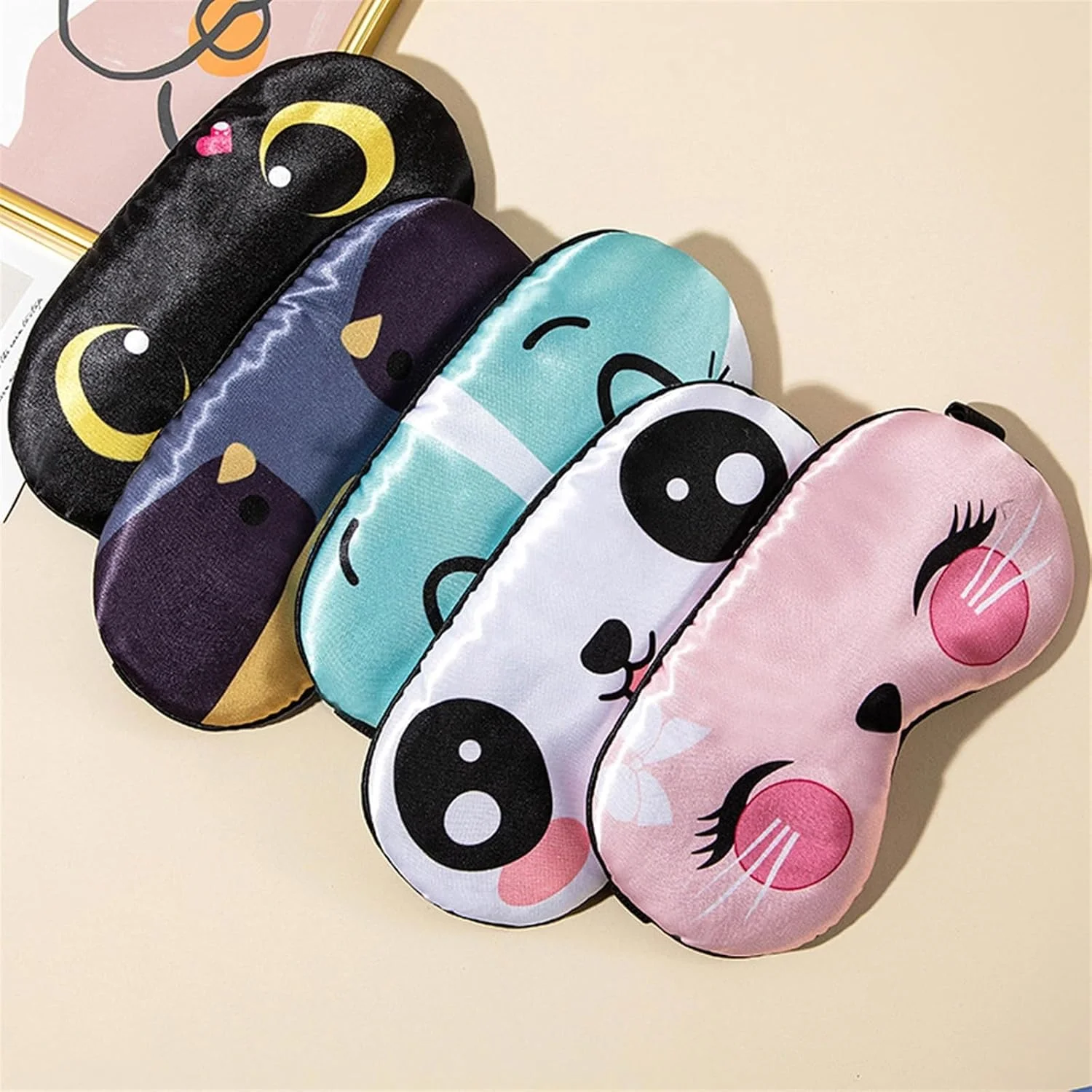 چشم بند خواب طرح کارتونی وانام، پوشش چشم شبانه ضد نور، نرم و سازگار با پوست برای خواب بهتر (رنگ: B)