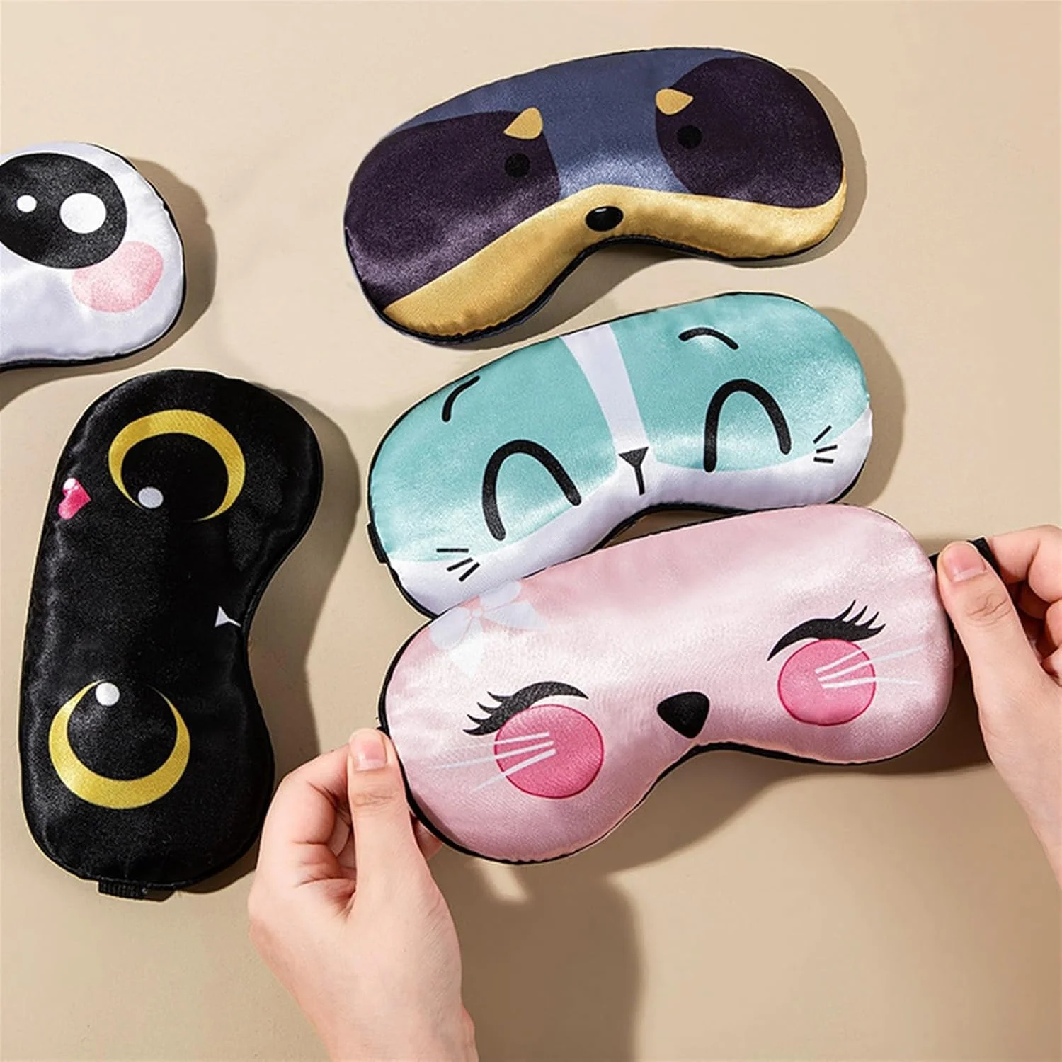 چشم بند خواب طرح کارتونی وانام، پوشش چشم شبانه ضد نور، نرم و سازگار با پوست برای خواب بهتر (رنگ: B)