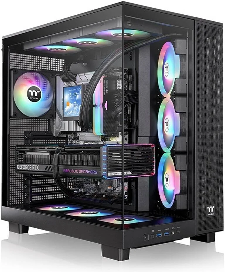 کیس کامپیوتر Thermaltake View 380 XL TG ARGB Mid Tower، دارای 4 فن 120 میلیمتری aRGB Lite از پیش نصب شده، پشتیبانی از رادیاتور تا 360 میلیمتری و 10 فن، USB Type-C x1، USB 3.0 x2، HD Audio، مشکی | CA-11E-00M1WN-00 کیس کامپیوتر Thermaltake View 380 XL TG ARGB Mid Tower، دارای 4 فن 120 میلیمتری aRGB Lite از پیش نصب شده، پشتیبانی از رادیاتور تا 360 میلیمتری و 10 فن، USB Type-C x1، USB 3.0 x2، HD Audio، مشکی | CA-11E-00M1WN-00