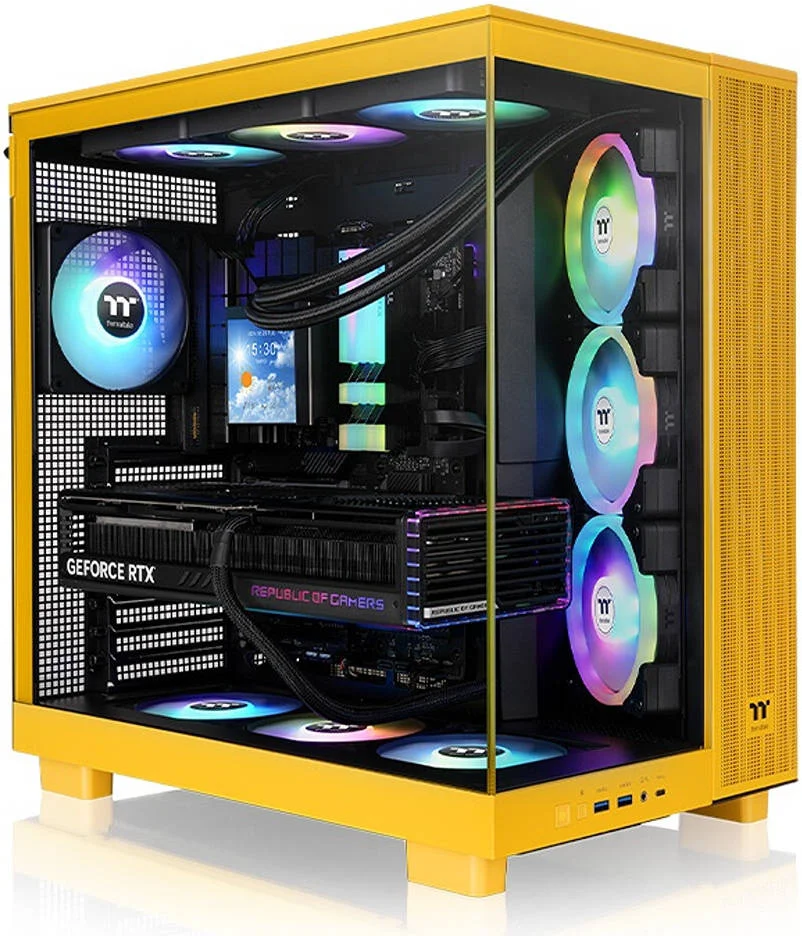 کیس کامپیوتر Thermaltake View 380 XL TG ARGB Mid Tower، دارای 4 فن 120 میلیمتری aRGB Lite از پیش نصب شده، پشتیبانی از رادیاتور تا 360 میلیمتر و 10 فن، USB Type-C x1، USB 3.0 x2، HD Audio، Bumblebee | CA-11E-00M4WN-00 کیس کامپیوتر Thermaltake View 380 XL TG ARGB Mid Tower، دارای 4 فن 120 میلیمتری aRGB Lite از پیش نصب شده، پشتیبانی از رادیاتور تا 360 میلیمتر و 10 فن، USB Type-C x1، USB 3.0 x2، HD Audio، Bumblebee | CA-11E-00M4WN-00