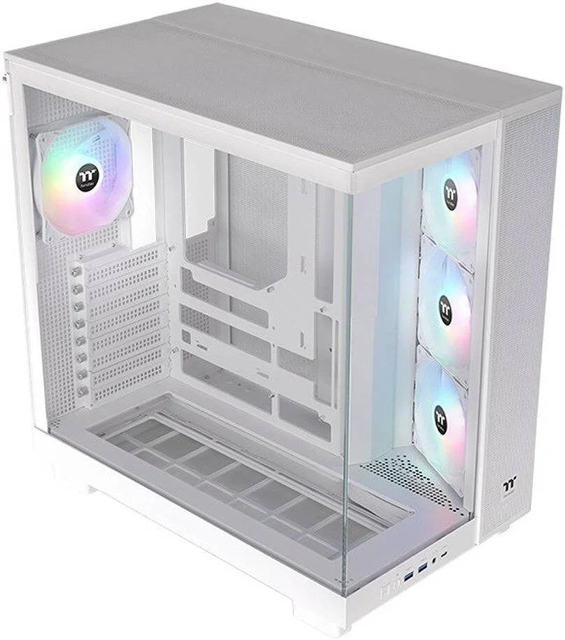 کیس کامپیوتر Thermaltake View 380 XL TG ARGB Mid Tower، دارای 4 فن 120 میلی‌متری aRGB Lite از پیش نصب شده، پشتیبانی از رادیاتور تا 360 میلی‌متر و 10 فن، USB Type-C x1، USB 3.0 x2، HD Audio، سفید | CA-11E-00M6WN-00