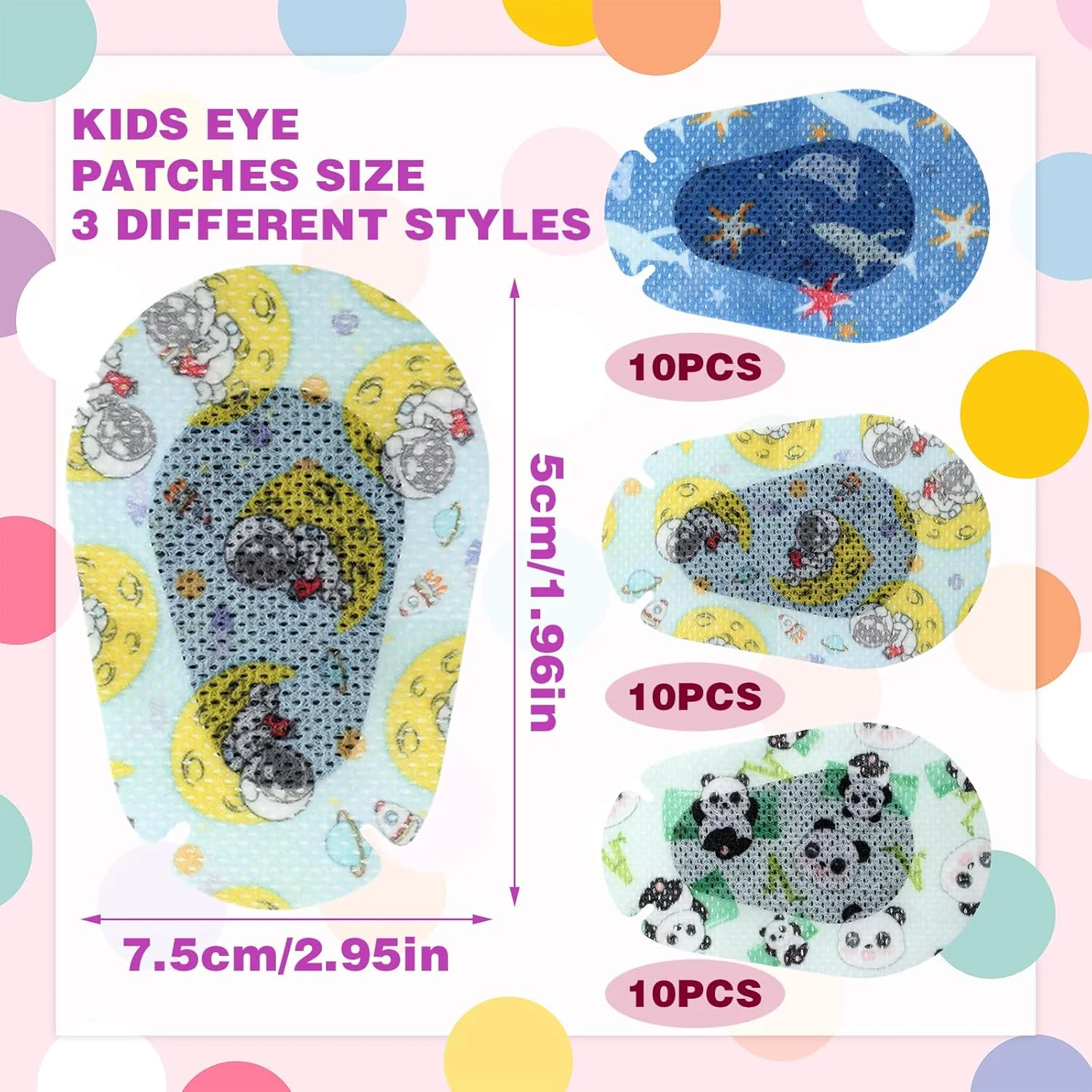 بسته 30 عددی پد چشمی چسبی، پد چشمی یکبار مصرف کودکان برای آمبلیوپی، تنفس پذیر، ماسک چشمی کودکانه زیبا، بانداژ چشمی کارتونی حیوانات خنده دار برای دختران پسران (مدل 2)