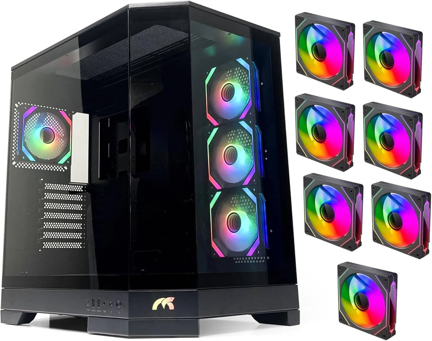 کیس Tortox Prism ATX Full Tower، دارای 7 فن 120mm ARGB PWM از پیش نصب شده، پشتیبانی از رادیاتور تا 360mm و 10 فن، پنل شیشه ای حرارت دیده سه گانه، اتصال O-Screw Snap Joint، جنس SPCC، مشکی | PRISMB کیس Tortox Prism ATX Full Tower، دارای 7 فن 120mm ARGB PWM از پیش نصب شده، پشتیبانی از رادیاتور تا 360mm و 10 فن، پنل شیشه ای حرارت دیده سه گانه، اتصال O-Screw Snap Joint، جنس SPCC، مشکی | PRISMB