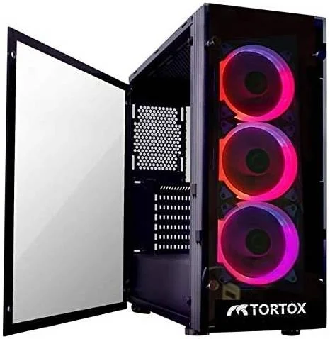 کیس گیمینگ Tortox Shadow Aura با نورپردازی RGB، دارای پنل شیشه ای حرارت دیده در جلو و کنار، 4 عدد فن RGB، همراه با کنترلر 5 ولت ARGB و ریموت کنترل، مشکی | Shadow Aura کیس گیمینگ Tortox Shadow Aura با نورپردازی RGB، دارای پنل شیشه ای حرارت دیده در جلو و کنار، 4 عدد فن RGB، همراه با کنترلر 5 ولت ARGB و ریموت کنترل، مشکی | Shadow Aura