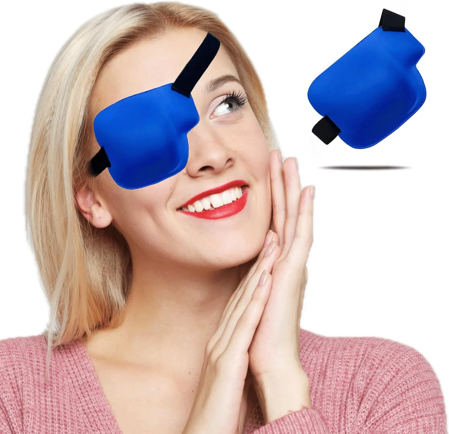 چشم بند سه بعدی برای بزرگسالان و کودکان، چشم بند طبی سه بعدی آمبلیوپی برای چشم راست، آبی